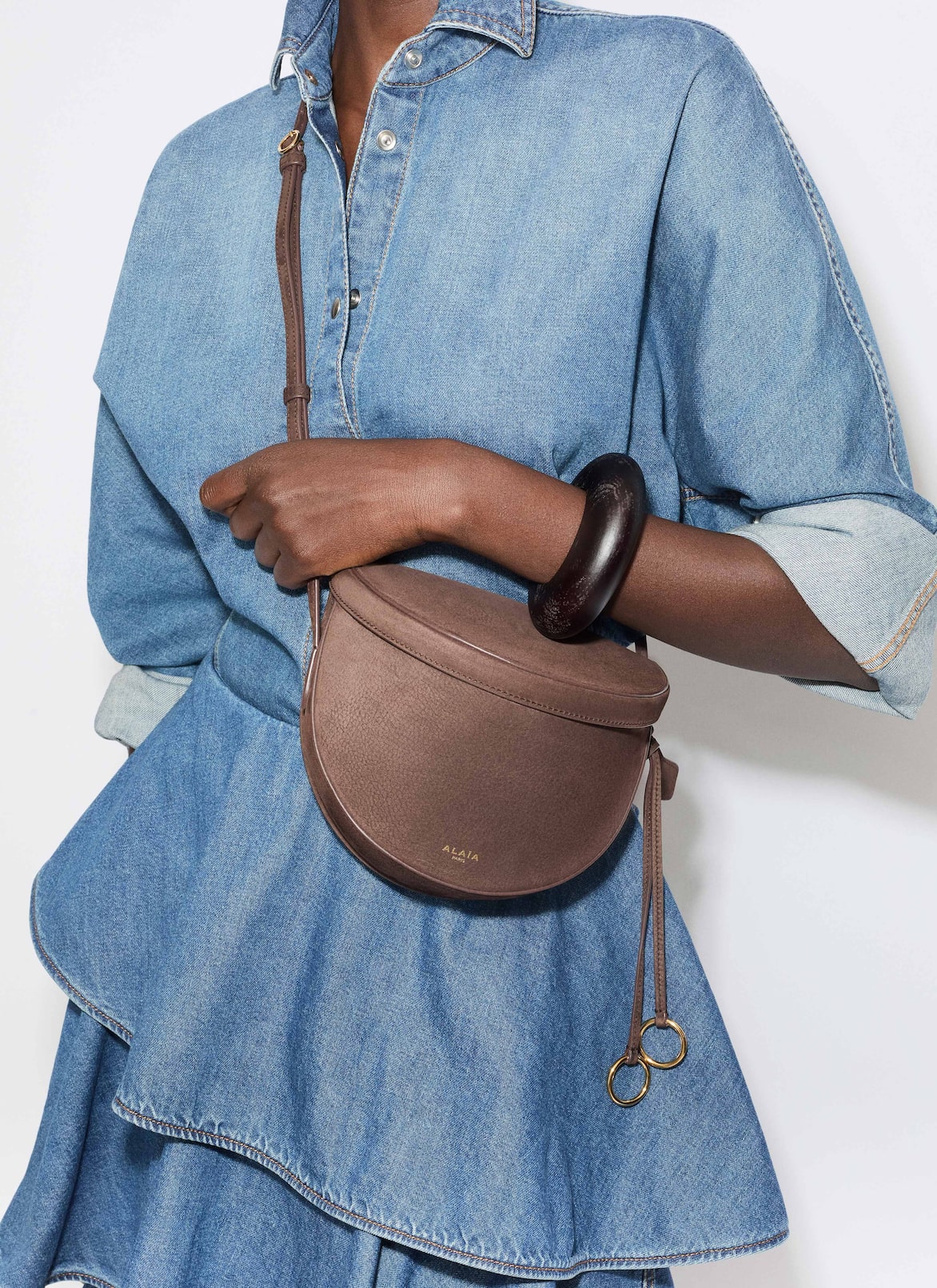HIP BAG IN NUBUCK ALAÏA DARK BROWN HIP BAG IN NUBUCK